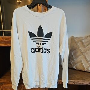 Adidas Women's White Sweatshirt with Black Logo